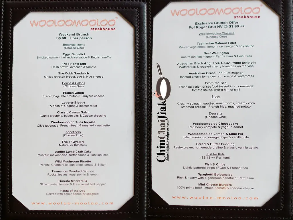 Wooloomooloo Singapore Menu