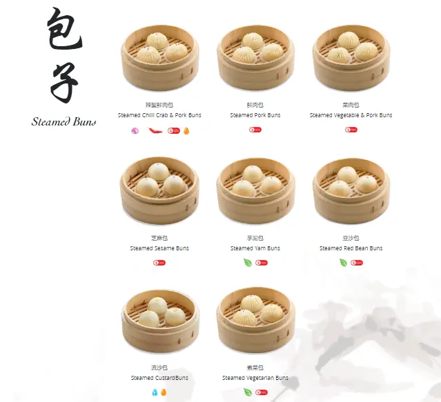 DIN TAI FUNG STEAMED BUNS PRICES