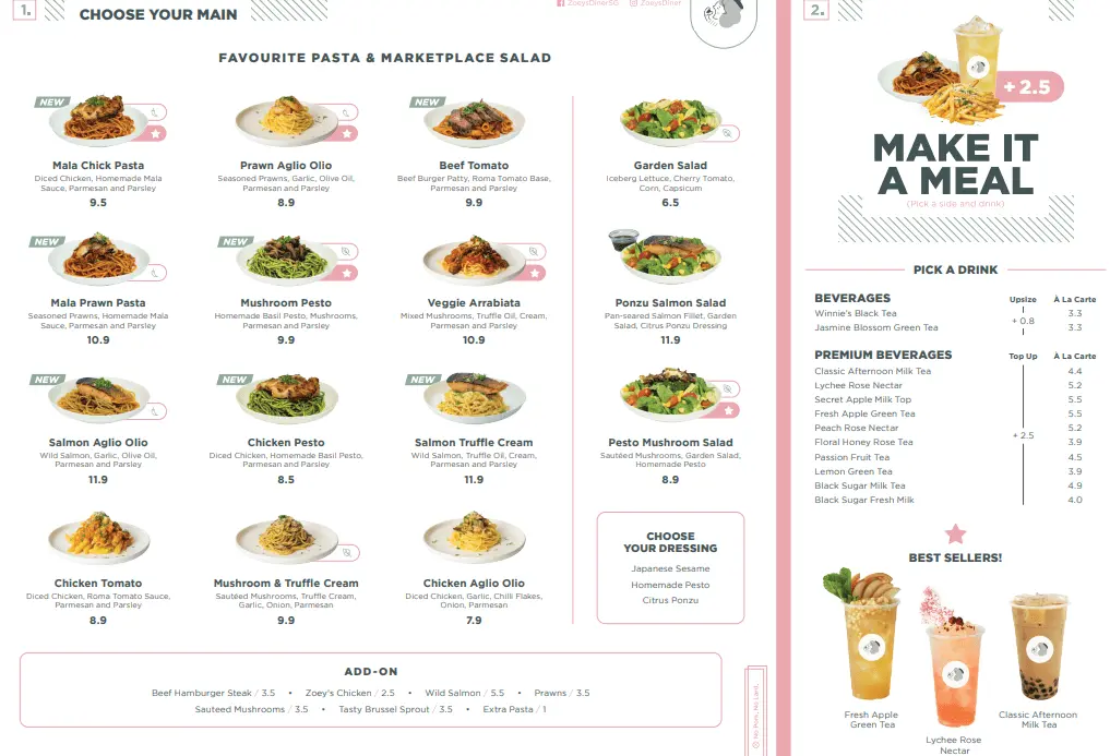 Zoey's Diner Signature Baobae Menu