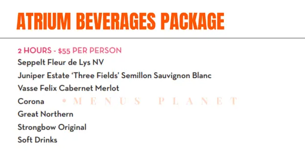 Attrium Buffet Beverages Package