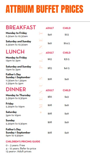 Attrium Buffet Lunch and Dinner Prices