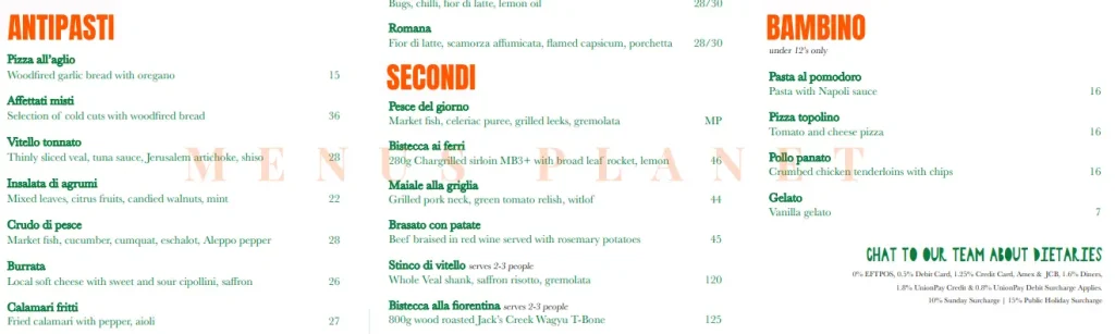 ciao papi antipasati menu