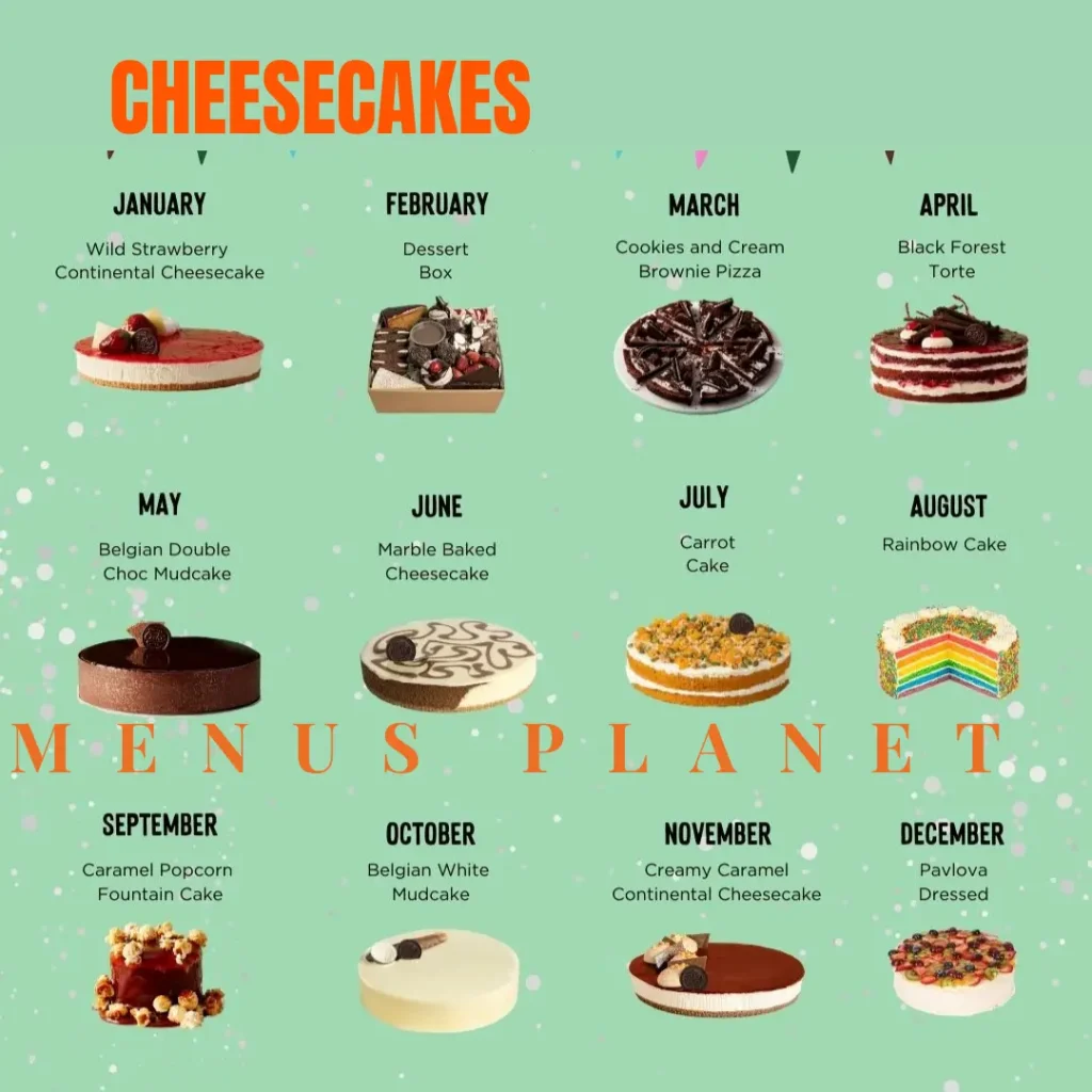 Cheesecake menu